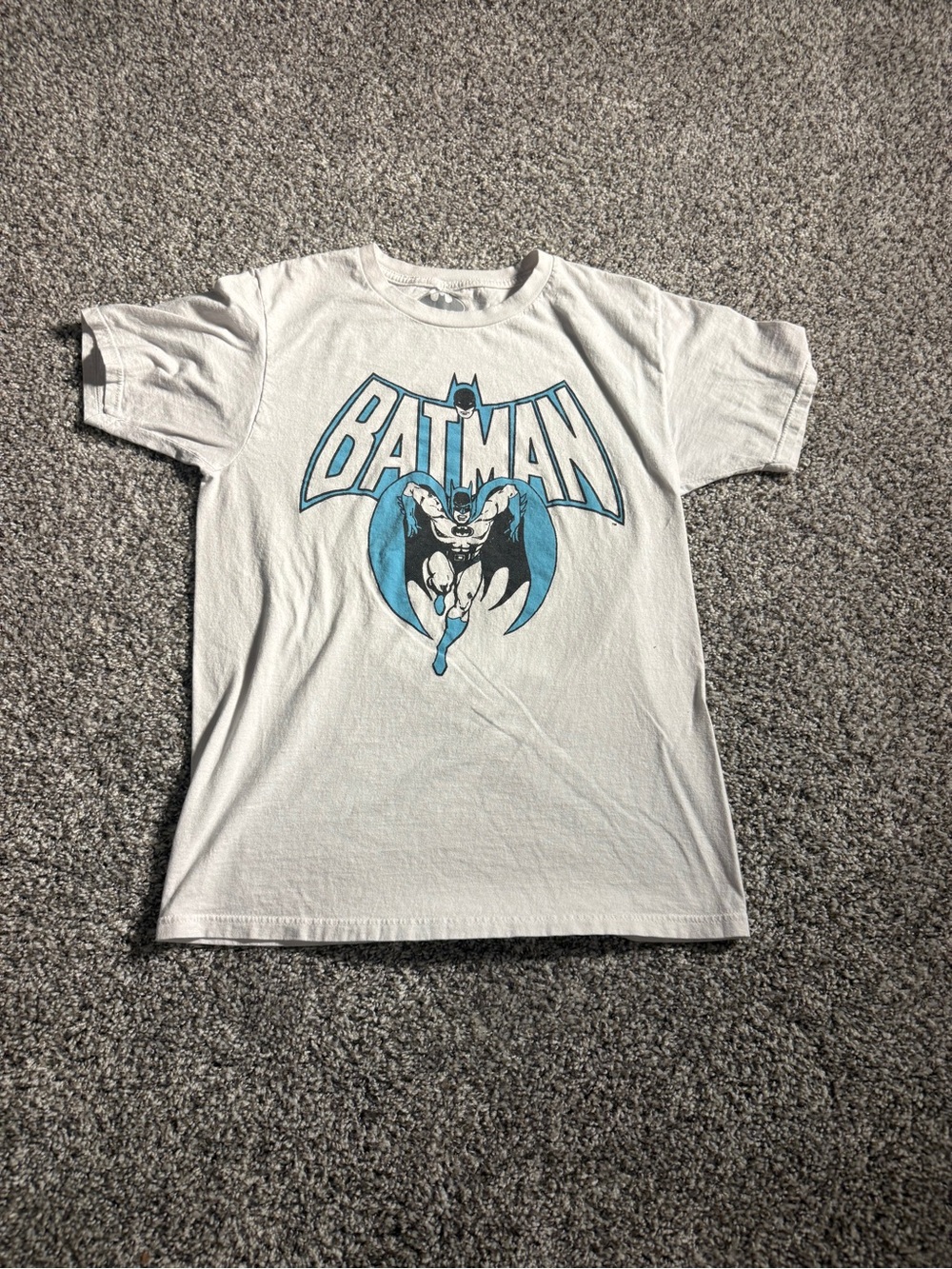 DC Batman Logo Tee in White and Gray